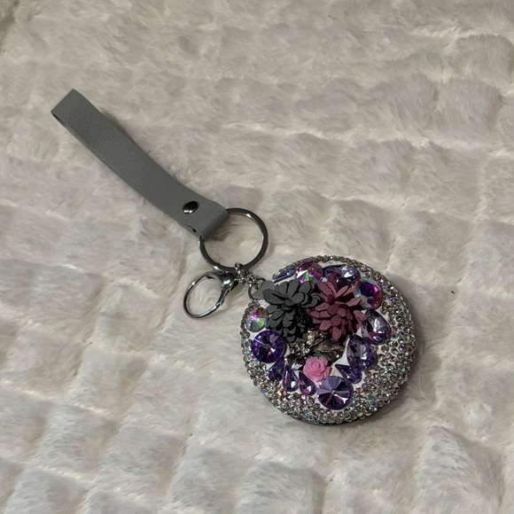 Accessories - Compact Mirror Jeweled Keychain